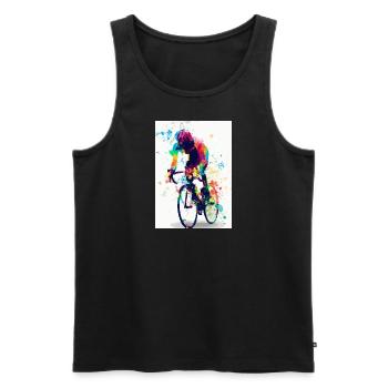 Rennrad Radfahrer Regenbogen - Männer Premium Bio Tank Top - Schwarz - Vorne - Michal (187cm)