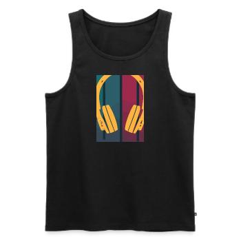 Retro Musik DJ Kopfhörer - Männer Premium Bio Tank Top - Schwarz - Vorne - AI Model Male 178 light (178cm)