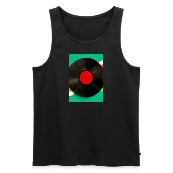 Retro Vinyl Platte Bunt - Männer Premium Bio Tank Top - Schwarz - Vorne - Michal (187cm)