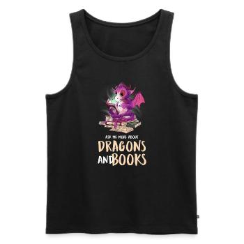 Drache Drache und Buch Drachenliebhaber Geschenk - Männer Premium Bio Tank Top - Schwarz - Vorne - Michal (187cm)