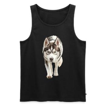 Sibirischer Husky - Männer Premium Bio Tank Top - Schwarz - Vorne - AI Model Male 178 light (178cm)