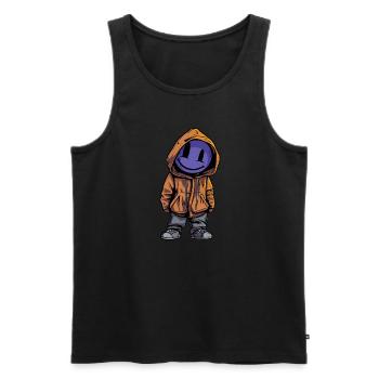 Fantasy Creature With Smile Violet - Men's Premium Organic Tank Top - black - Front - AI Model Male 178 light (178cm)