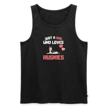 Nur ein Mädchen das Huskys liebt Hunde Husky - Männer Premium Bio Tank Top - Schwarz - Vorne - AI Model Male 178 light (178cm)