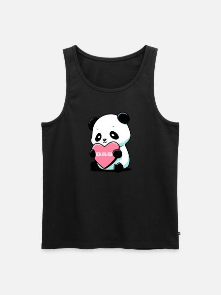 Panda aimant son père - Débardeur bio Premium Homme - noir