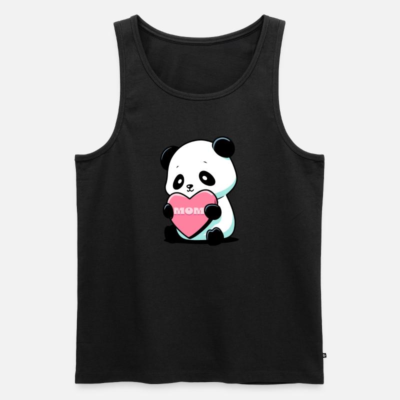 Panda liebt seine Mutter - Männer Premium Bio Tank Top - Schwarz