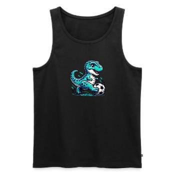 T-Rex Dinosaur Playing Soccer - Men's Premium Organic Tank Top - black - Front - Michal (187cm)