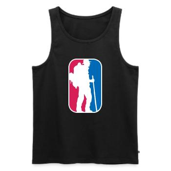Wandern Outdoor Berge Logo Bergsteigen Geschenk - Männer Premium Bio Tank Top - Schwarz - Vorne - Michal (187cm)