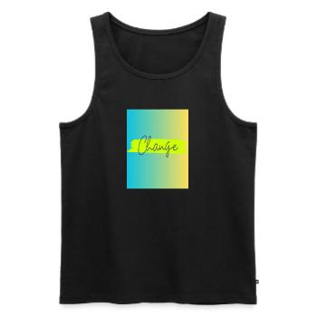 Change "turquoise goes yellow" - Männer Premium Bio Tank Top - Schwarz - Vorne - AI Model Male 178 light (178cm)