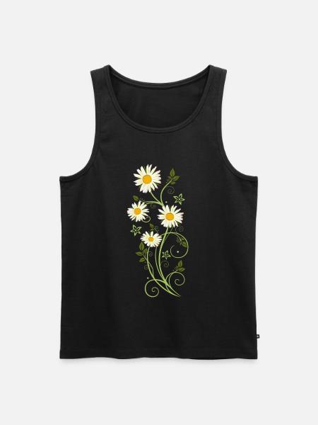 Filigran tendril med margueritter - Herre Premium økologisk tanktop - sort