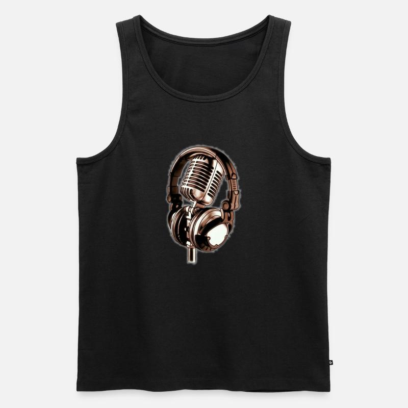 Mikrofon & Kopfhörer - Männer Premium Bio Tank Top - Schwarz