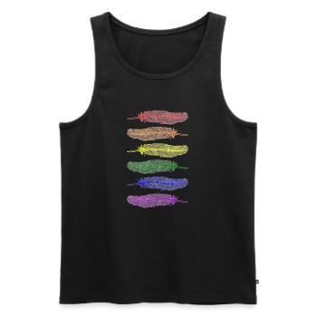 Feathers Rainbow - Men's Premium Organic Tank Top - black - Front - AI Model Male 178 light (178cm)
