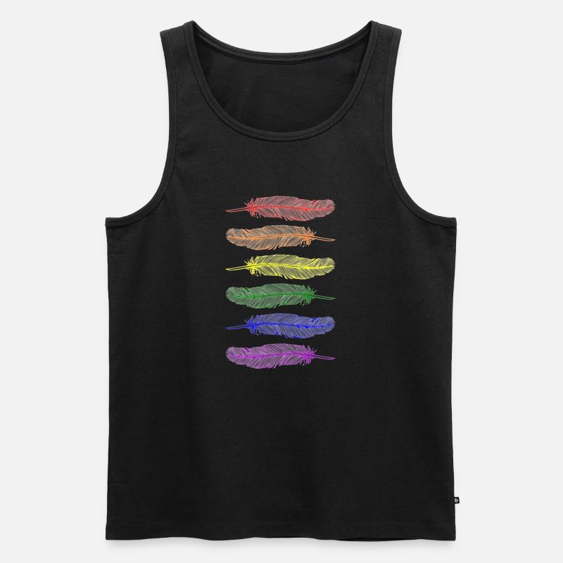 Federn Regenbogen - Männer Premium Bio Tank Top - Schwarz