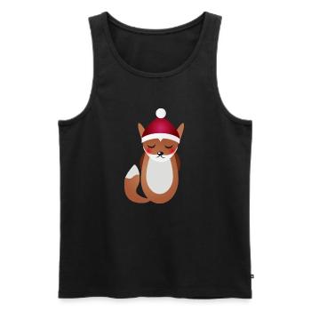 renard mignon avec chapeau de Noël du Père Noël - Débardeur bio Premium Homme - noir - Devant - AI Model Male 178 light (178cm)