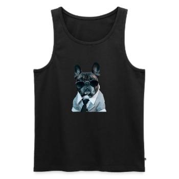 Mignon tyran de style mafia français bouledogue - Débardeur bio Premium Homme - noir - Devant - AI Model Male 178 light (178cm)