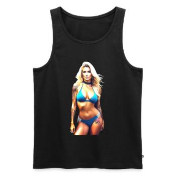 Heiße blonde Fantasy Frau mit Tattoo im Bikini - Männer Premium Bio Tank Top - Schwarz - Vorne - Michal (187cm)