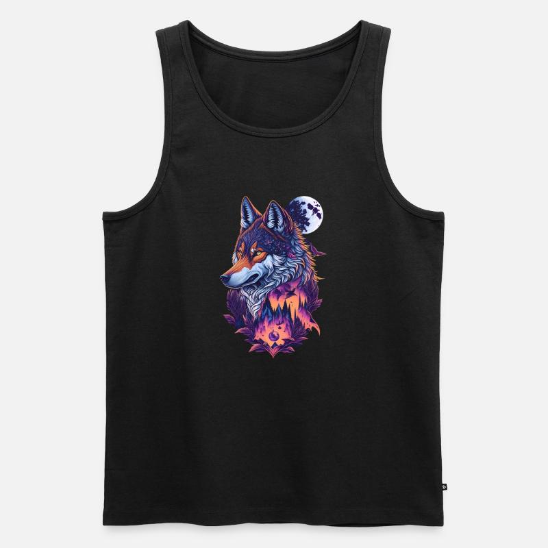 Wolf - Männer Premium Bio Tank Top - Schwarz