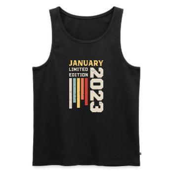Januar 2023 - Januar 2023 Geburtstagsgeschenk - Männer Premium Bio Tank Top - Schwarz - Vorne - Michal (187cm)