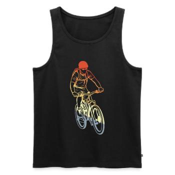 Vintage Mountainbiker Zeichnung - Männer Premium Bio Tank Top - Schwarz - Vorne - Michal (187cm)