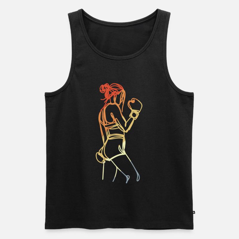 Weiblicher Boxer Retro - Männer Premium Bio Tank Top - Schwarz