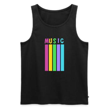Lebendige Musiknoten auf farbigem Hintergrund - Männer Premium Bio Tank Top - Schwarz - Vorne - AI Model Male 178 light (178cm)