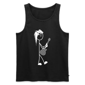 Bonhomme allumette avec guitare - Débardeur bio Premium Homme - noir - Devant - Michal (187cm)