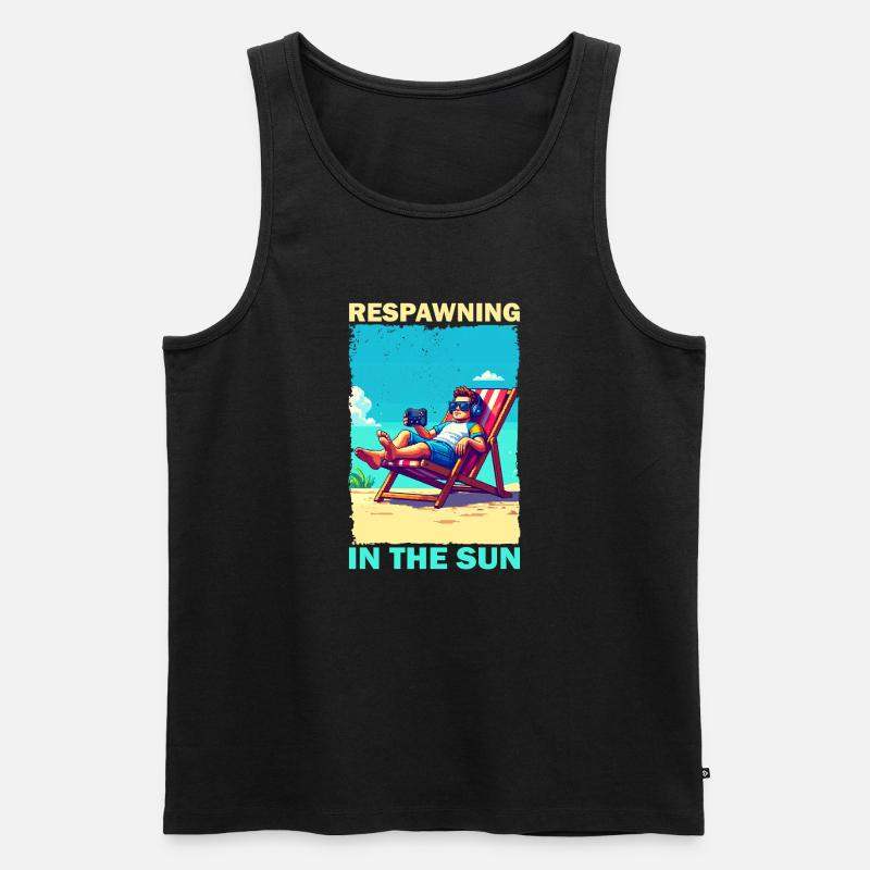 Pixelart Strandjugend mit Gaming-Elementen - Männer Premium Bio Tank Top - Schwarz