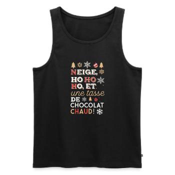 Neige Ho Ho Ho et Chocolat Chaud - Débardeur bio Premium Homme - noir - Devant - Michal (187cm)