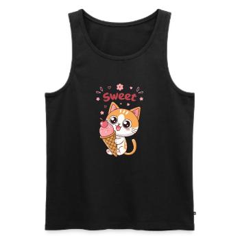 Kawaii Sweet Glazed Kitten - Men's Premium Organic Tank Top - black - Front - AI Model Male 178 light (178cm)