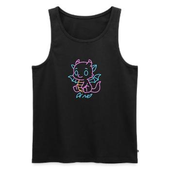Neon-Regenboot-Drache in Neon Lines - Männer Premium Bio Tank Top - Schwarz - Vorne - AI Model Male 178 light (178cm)