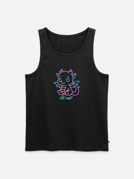 Neon-Regenboot-Drache in Neon Lines - Männer Premium Bio Tank Top - Schwarz
