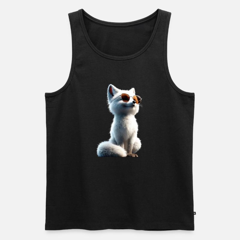 Polarfuchs Schneefuchs Eisfuchs Süßer Weißer Fuchs - Männer Premium Bio Tank Top - Schwarz