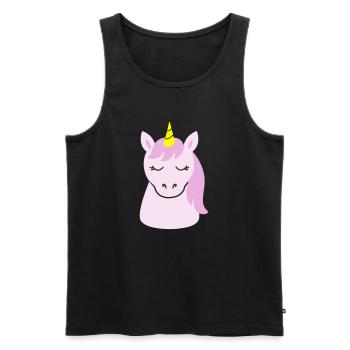 Cute unicorn with closed eyes - Men's Premium Organic Tank Top - black - Front - AI Model Male 178 light (178cm)