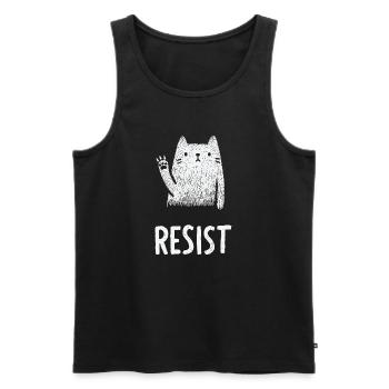 Waving White Cat Illustration - Men's Premium Organic Tank Top - black - Front - Michal (187cm)