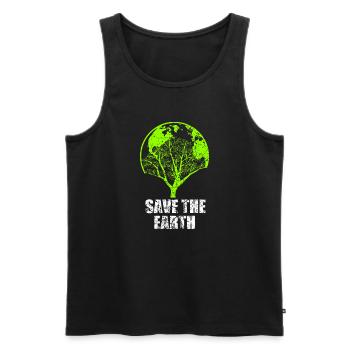 SAVE THE EARTH T-SHIRT - Männer Premium Bio Tank Top - Schwarz - Vorne - Michal (187cm)