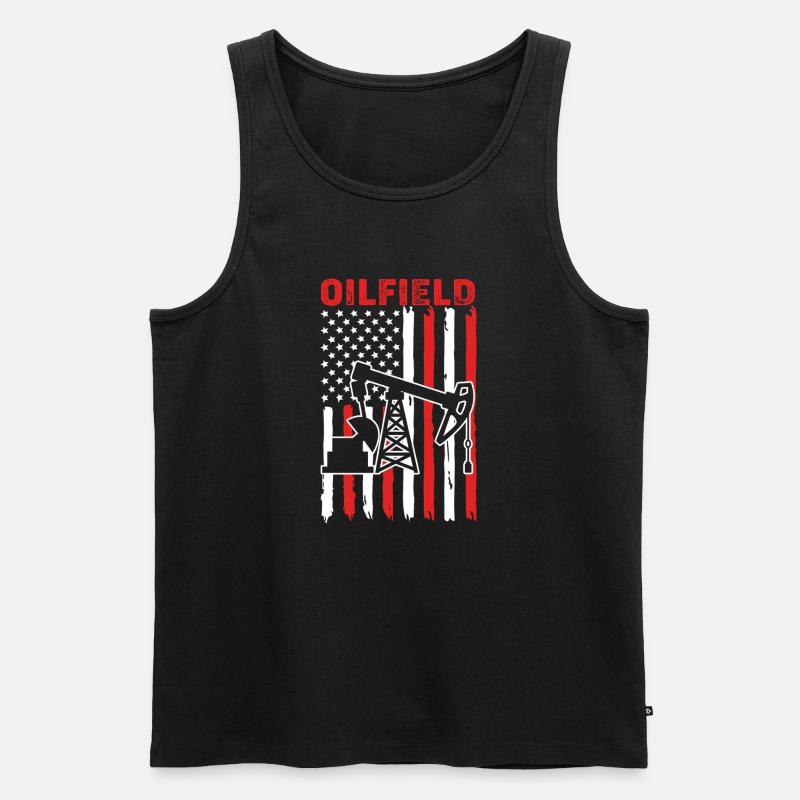 Bohrinsel Ölfeld - Männer Premium Bio Tank Top - Schwarz