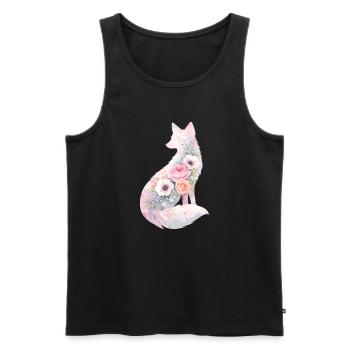 Silhouette de renard Aquarelle Fleurs - Débardeur bio Premium Homme - noir - Devant - Michal (187cm)