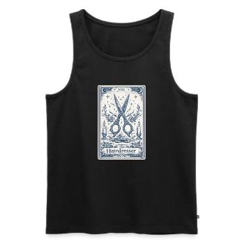 Hairdresser Tarot Card Illustration - Men's Premium Organic Tank Top - black - Front - AI Model Male 178 light (178cm)
