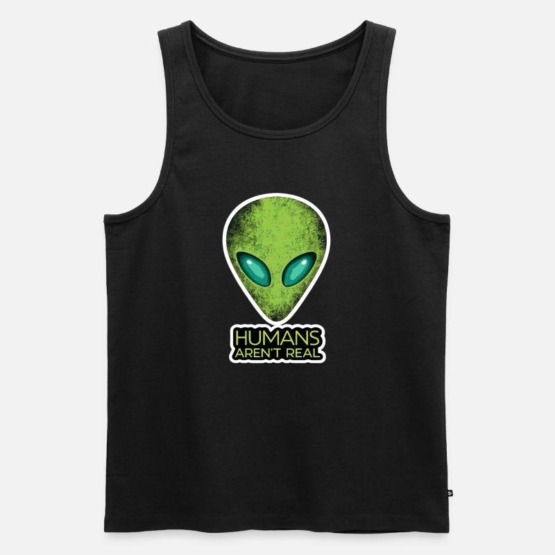 Alien Gesicht Humans Aren't Real - Männer Premium Bio Tank Top - Schwarz