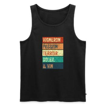Vigneron Passion Terroir - Débardeur bio Premium Homme - noir - Devant - Michal (187cm)