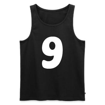 Nine: Minimalist Numeral 9 | Ninth - Men's Premium Organic Tank Top - black - Front - Michal (187cm)