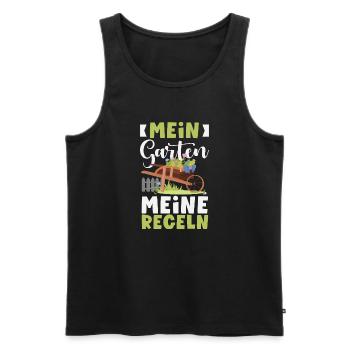 Mein Garten Meine Regeln - Männer Premium Bio Tank Top - Schwarz - Vorne - Michal (187cm)