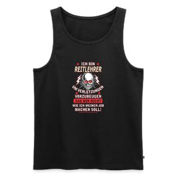 REITLEHRER - Männer Premium Bio Tank Top - Schwarz - Vorne - Michal (187cm)