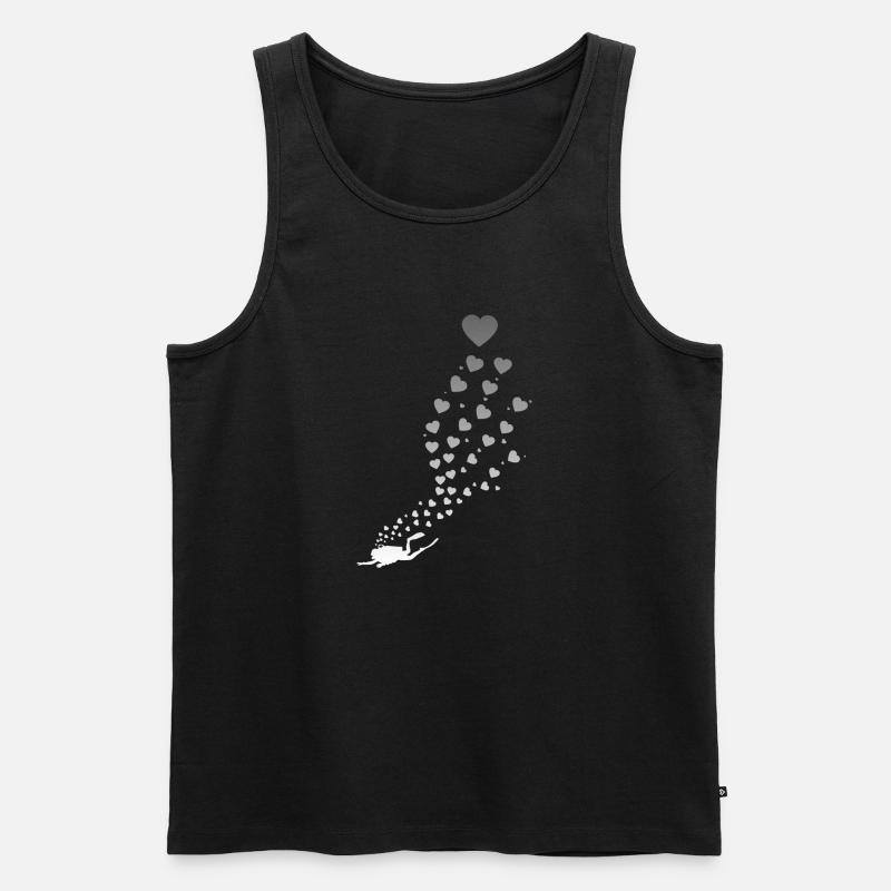Taucher Liebe Herz - Männer Premium Bio Tank Top - Schwarz