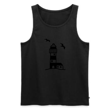 Phare avec des mouettes - Débardeur bio Premium Homme - noir - Devant - Michal (187cm)