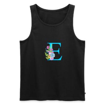 E Buchstabe Blau - Männer Premium Bio Tank Top - Schwarz - Vorne - AI Model Male 178 light (178cm)