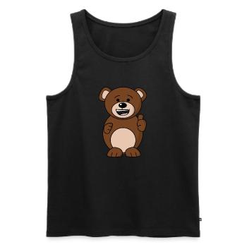 Bruno Bear Happy - Orange - Men's Premium Organic Tank Top - black - Front - AI Model Male 178 light (178cm)