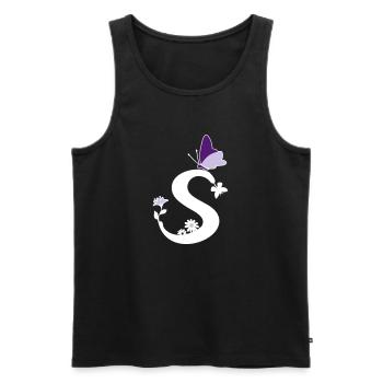 Butterfly Decoration Letter Initial S - Men's Premium Organic Tank Top - black - Front - AI Model Male 178 light (178cm)