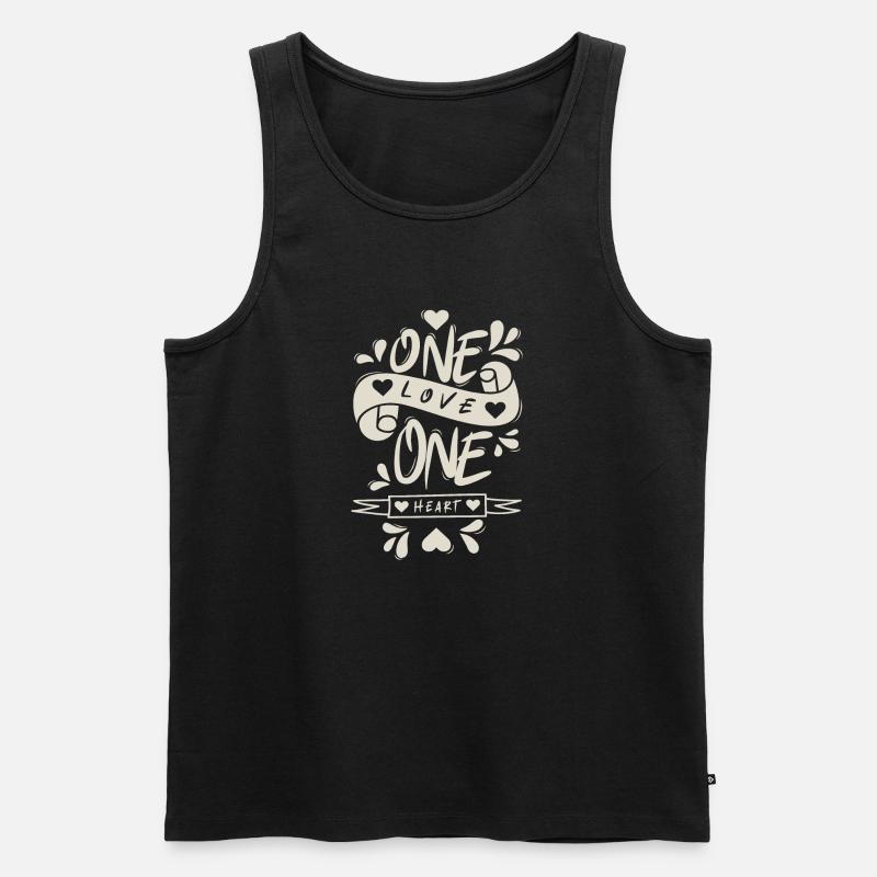One Love One Heart - Männer Premium Bio Tank Top - Schwarz