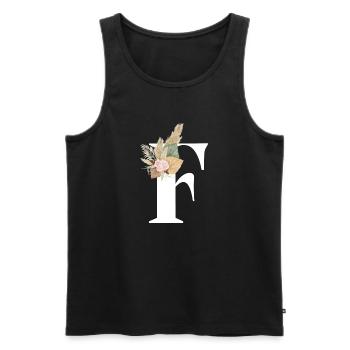 lettre F fleuris - Débardeur bio Premium Homme - noir - Devant - AI Model Male 178 light (178cm)