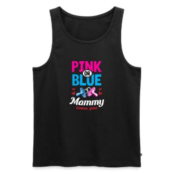 Pink or Blue Mammy Loves You Gender Reveal Party - Männer Premium Bio Tank Top - Schwarz - Vorne - AI Model Male 178 light (178cm)